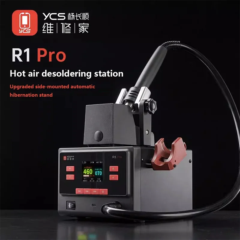 YCS R1 Pro Digital Hot Air Gun Soldering Station 1000W LCD Screen Display BGA Repair for Phone PCB/SMD Repair 5 Nozzles Included view 5