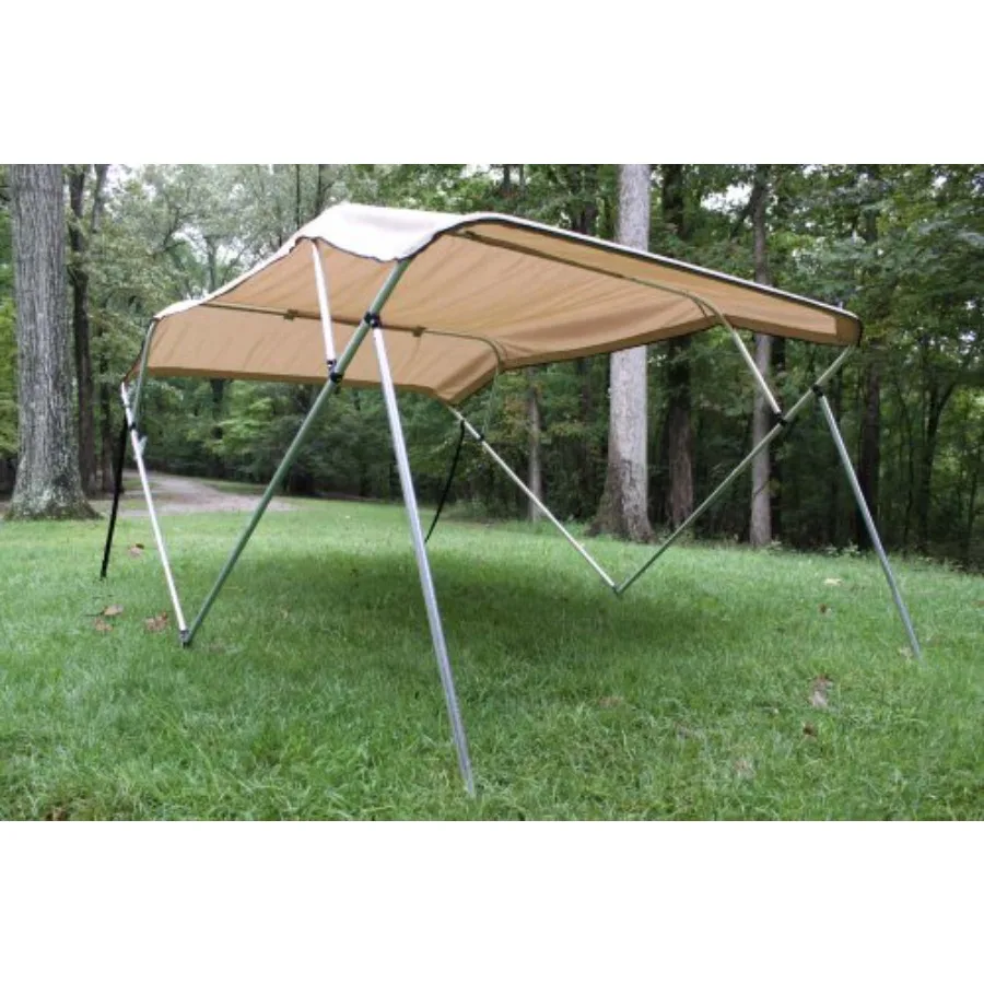 

Direct Beige/Tan Pontoon/Deck Boat 4 Bow Bimini Top 8' Long 97-103" Wide 54" High Complete Kit Frame Canopy and Hardware