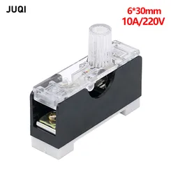 Fuse holder 220V with light Din track installation fuse box 6X30 built-in 10A glass fuse tube