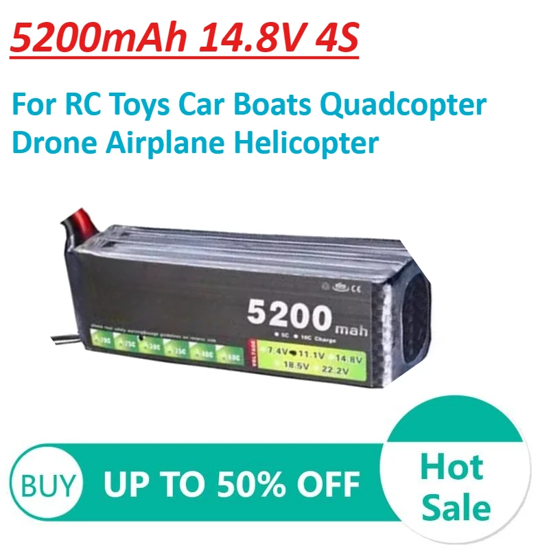 5200mAh 14.8V 4S Aeromodelling بطارية ليثيوم ل RC لعب سيارة قوارب كوادكوبتر الطائرة بدون طيار طائرة هليكوبتر بطاريات قابلة للشحن