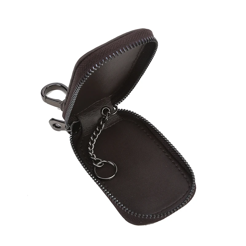 Car Keychain Covers Men Key Holder Genuine Leather Car Key Wallets Housekeeper Keys Organizer Zipper Key Case Bag Unisex Pouch