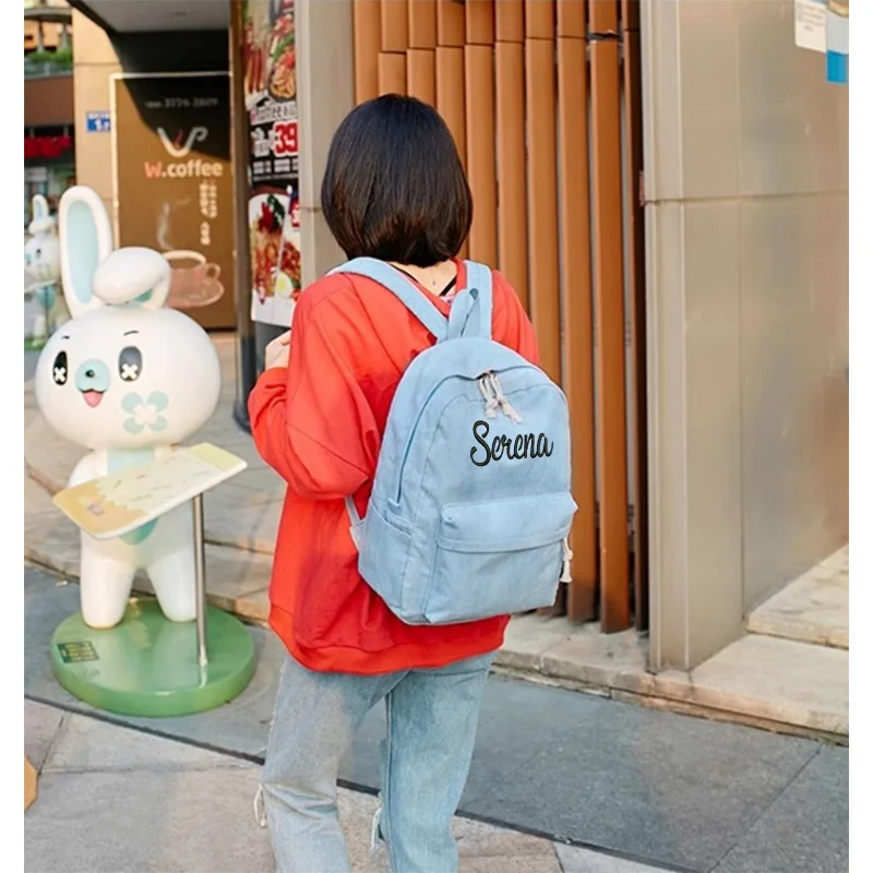 Mochila infantil personalizada, mochila de pana bordada, regreso a la escuela, mochila con nombre de niño, mochila escolar universitaria, niño pequeño, con nombre