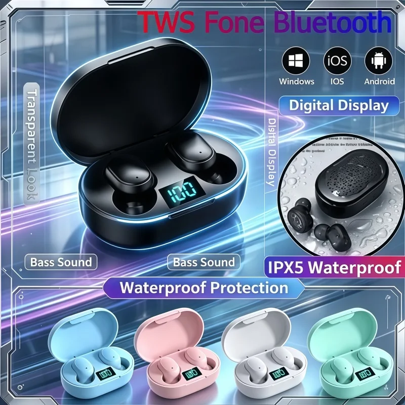 2026 E6S Wireless Bluetooth Earphones Bluetooth Headset Wireless Earbuds Noise Cancelling Earphones with Microphone Headphones