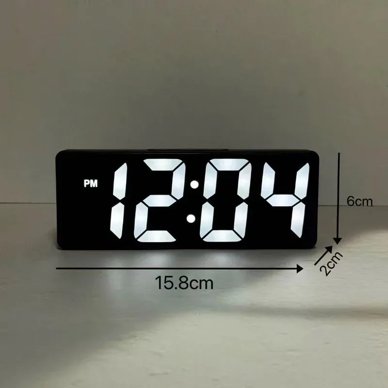 Digital Clock LED Wake Up Light Alarm Clock Bedroom Electronic Desktop Clock With Temperature Display Adjustable Brightness. image 5
