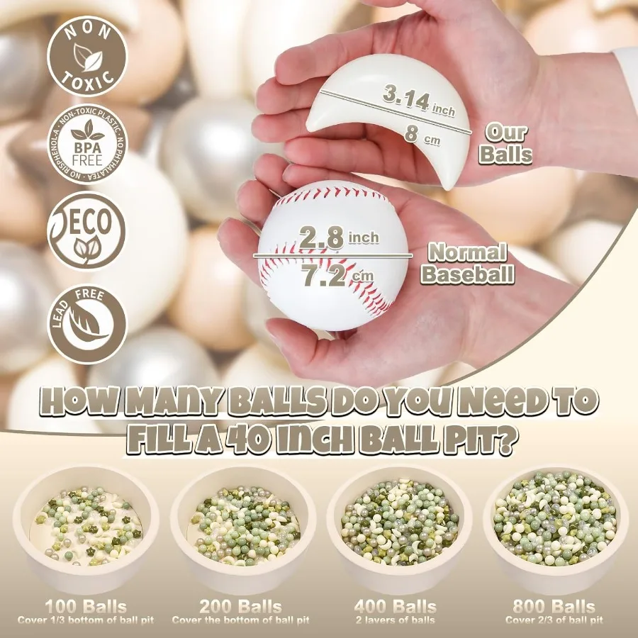 Bola pit bolas estrelas lua formas para criança jogar tenda bebê crianças piscina brinquedos de água, bege mix café + bream cores + pérola, 100 peças