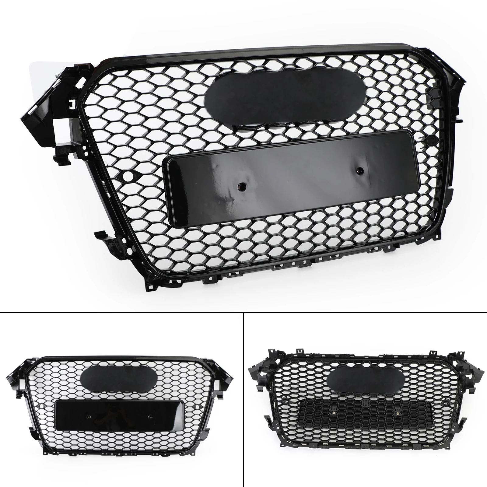 Gloss Black RS4 Style Mesh Front Bumper Grille Grill For Audi A4 S4 B8.5 2013 2014 2015 2016 with Logo