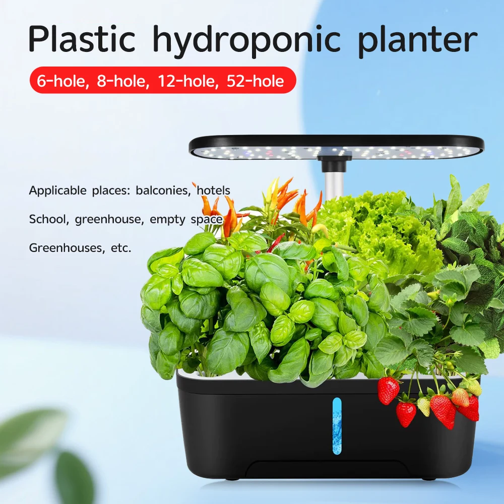 

6 Holes Hydroponics Growing System Full Spectrum LED Grow Light Indoor Plant Growing Gardening Self-Watering Planter Box