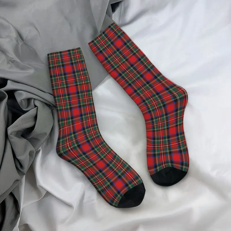 Classic Popular Tartan Plaid Socks for Men Women Stretchy Summer Autumn Winter Geometric Gingham Check Texture Crew Socks