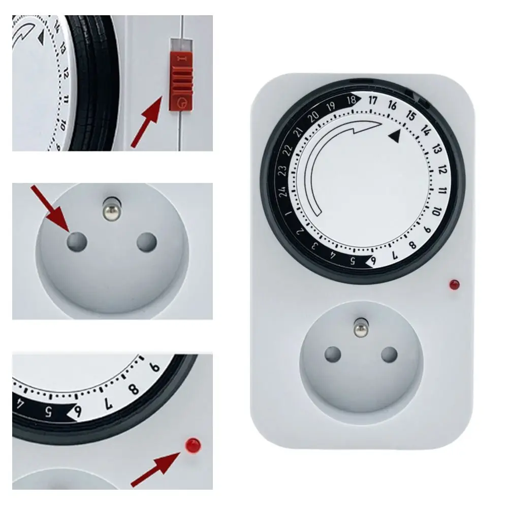 Energy Saveing French Mechanical Timer Socket Automation 24 Hour Outlet Protector Mechanical 3600W Timer Switch Socket