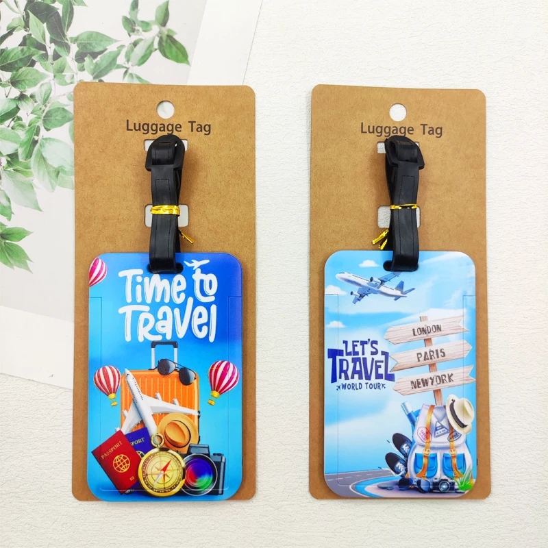 Time to Travel Luggage Label Men Travel Luggage Tag Boys Suitcase ID Address Holder Baggage Boarding Portable Suitcase Tag