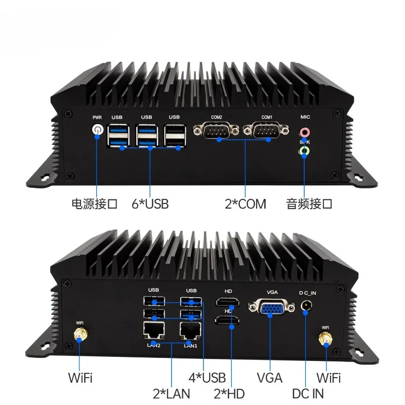 Embedded Industrial Mini PC Dual LAN Dual COM J1900 N100 J6412  i3 i5 i7 Machine Vision Server