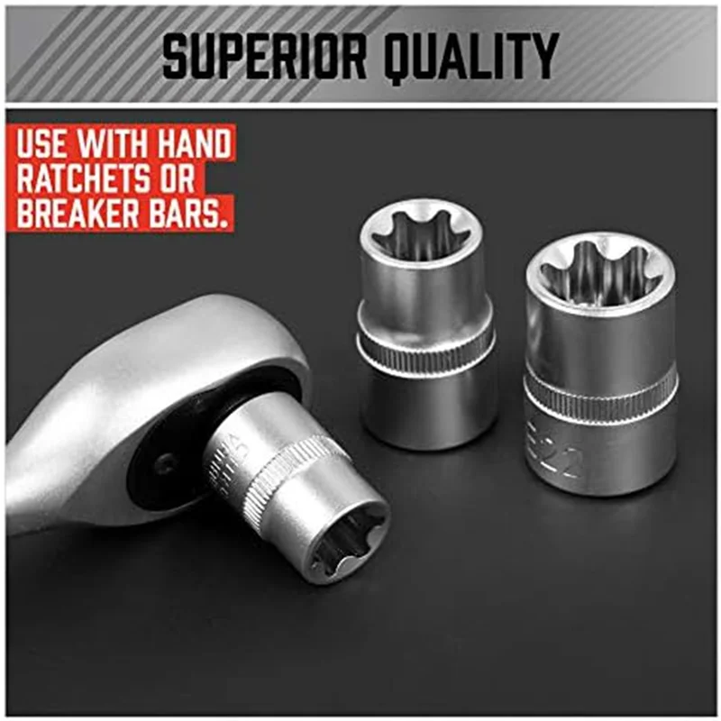 

A15F-14Piece E-TORX Socket Set Premium Female Torx Socket Set Star Socket Set Torque Socket Set