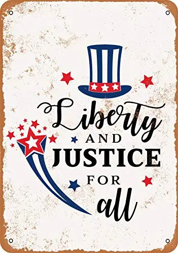 Wall-Color  Metal Sign - Liberty and Justice for All - Vintage Look
