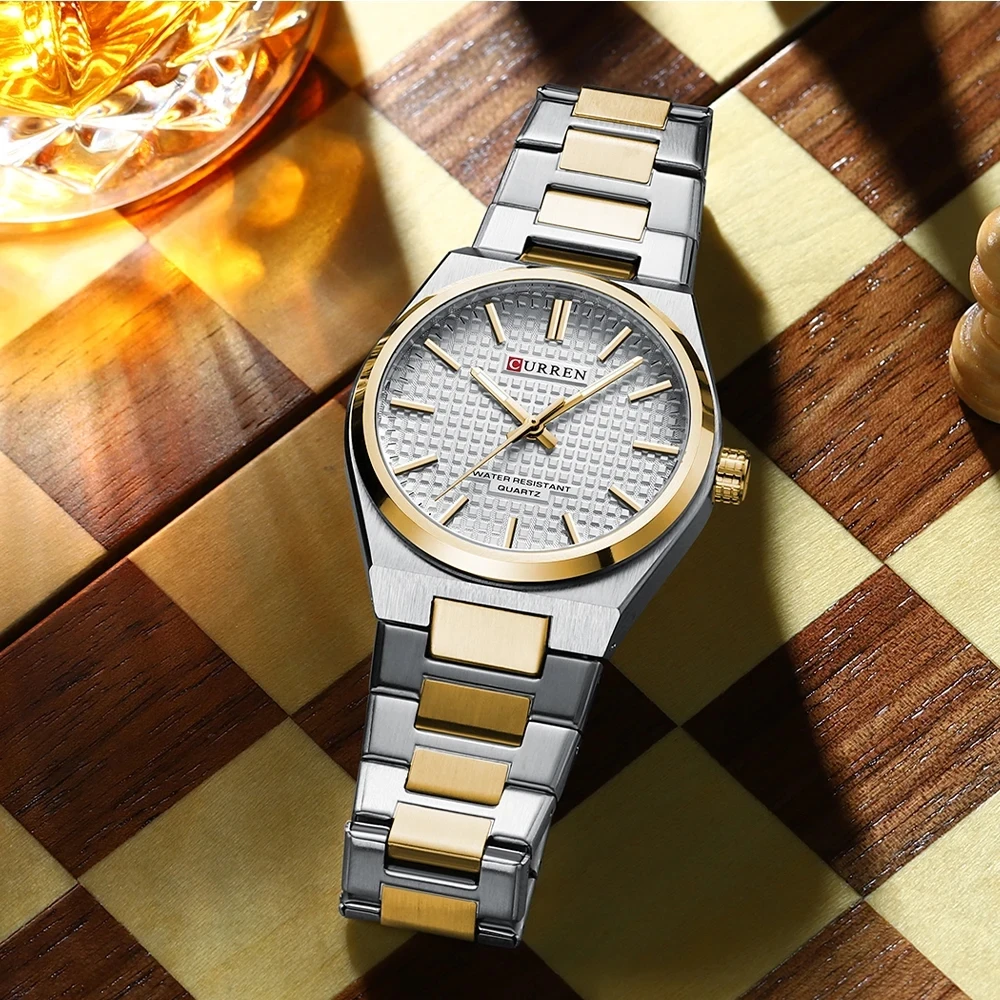 CURREN 8439 Quartz Watch  Wristwatch Tough Silvery Gold Leisure Simple Business Stainless Steel Strap Wristwatch for Men Gift