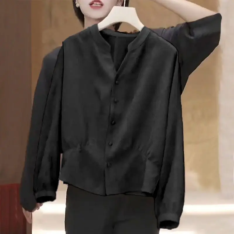 Blusa Holgada Informal para Mujer, con Cintura Ajustable, Efecto Adelgazante, Estilo Informal para Principios de Otoño, Nueva, Cubre el Vientre, Moderna, con Botones