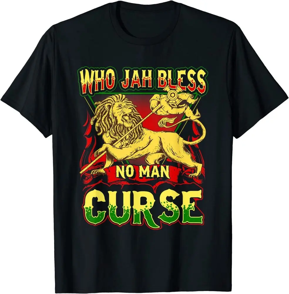 Who Jah Bless No Man Curse Rastafarian Lion T-Shirt 100% Cotton O-Neck Summer Short Sleeve Casual Mens T-shirt Size S-3XL