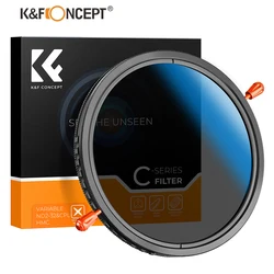 K&F Concept Nano-C Variabel ND2-32&CPL 2In 1 Filter (1-5 Stops) 49mm 52mm 58mm 67mm 72mm 77mm 82mm Geen Zwart