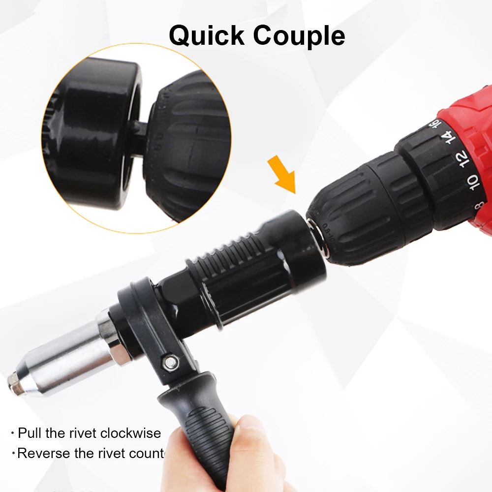 Electric Rivet Nut Gun Connector Riveting Nut Gun Adapter With Replaceable Nut Bit Nail Set 3pcs/set Professional 2.4mm-4.8mm