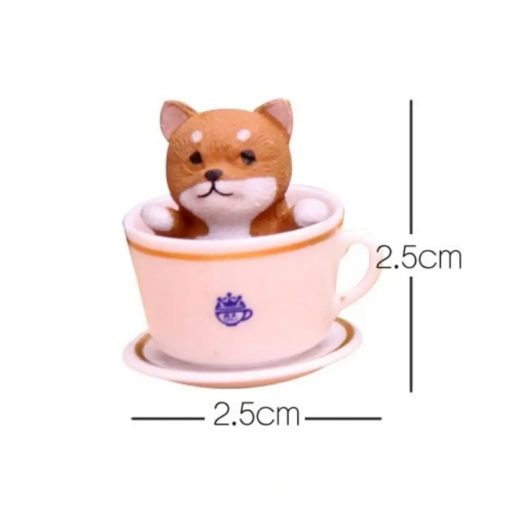 Puppy Kitten Teacup Dog Cats Animal Model Gashapon Toys Dog Cat Figurines PVC Doll Kawaii Miniature Dog Ornaments