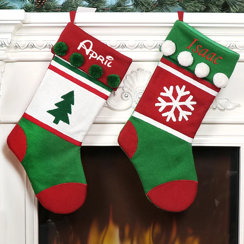 

Christmas Socks Gift Bag Personalized Name Christmas Decorative Supplies Candy Bag Christmas Tree Snowflake Christmas Socks Gift