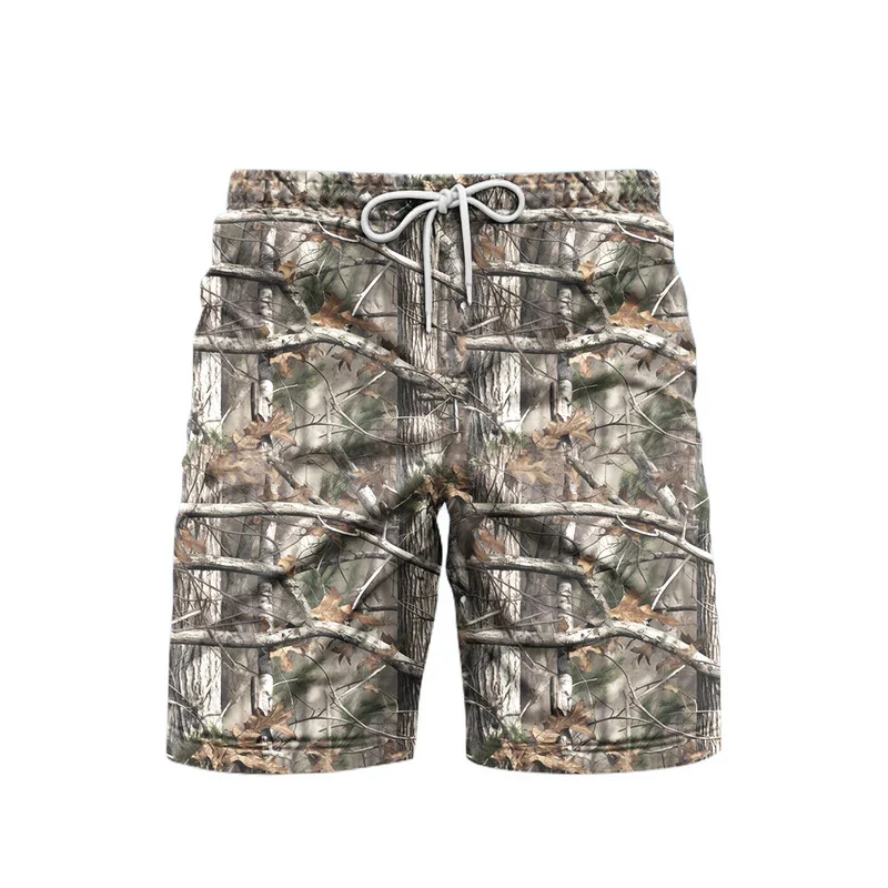 Outdoor Sports Beach Short For Men's Clothing Camouflage Pattern Shorts Daily Casual Fashion Funny Tree Breathable 2025 Pants