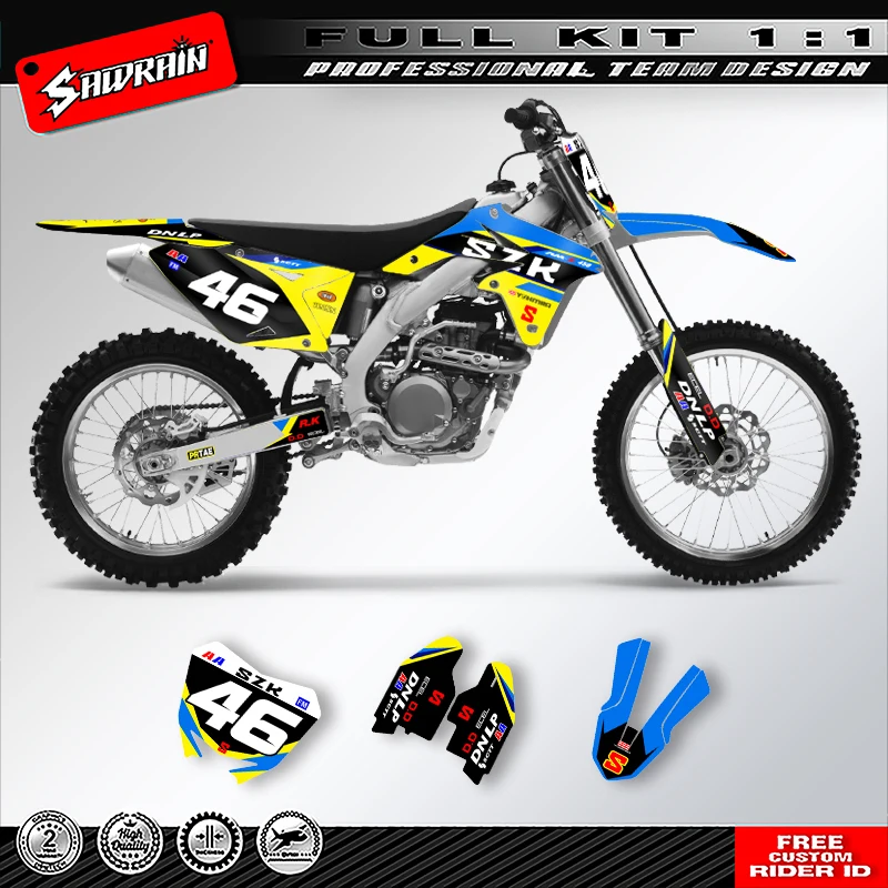 

Наклейки на мотоцикл Sawrain, комплект наклеек с графикой команды для SUZUKI RMZ450 2008 2009 2010 2011 2012 2013 2014 2015-2017 008