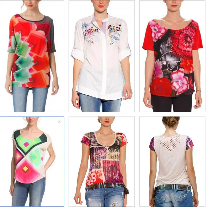 

Foreign trade Spain original single flower print women's top T-shirt short sleeve