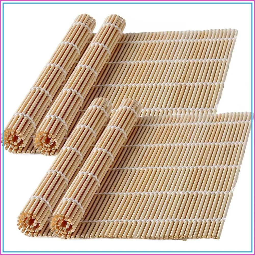 4er-Pack Natürliche Bambus-Sushi-Matten, Umweltfreundliche & Wiederverwendbare Sushi-Rollmatte für Selbstgemachte Maki, Futo & Hand-Rolls