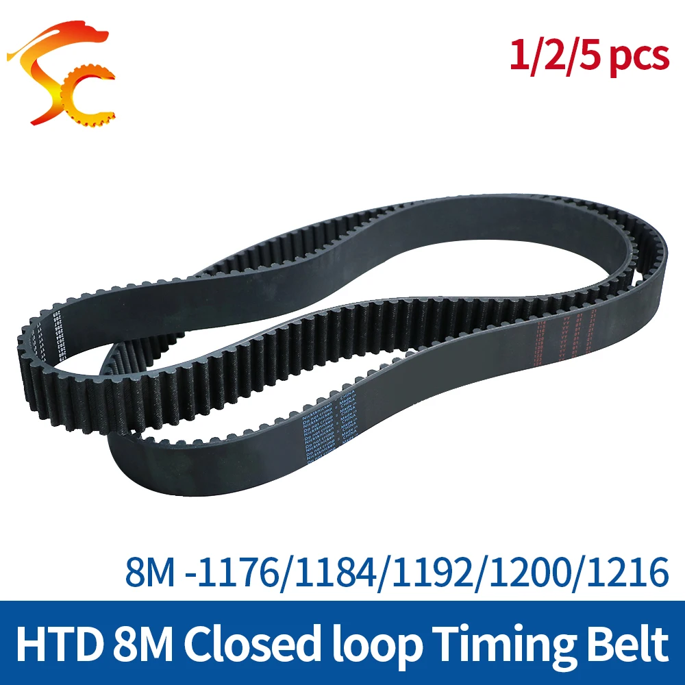 HTD8M Closed Loop Rubber Belts synchronous belt width 20/25/30/40mm HTD 8M-1176/1184/1192/1200/1216