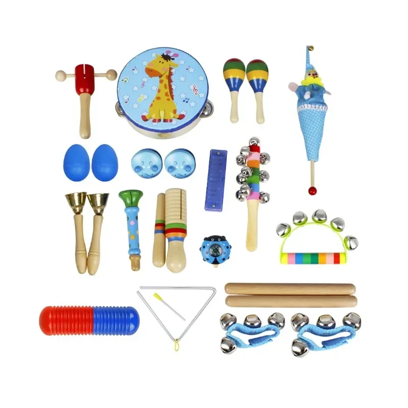 

22 Pcs/Set Musical Instruments Maracas Shaker Toddler Tambourine Hand Rattle Bell Baby Educational Toys Kids Rhythm Gifts