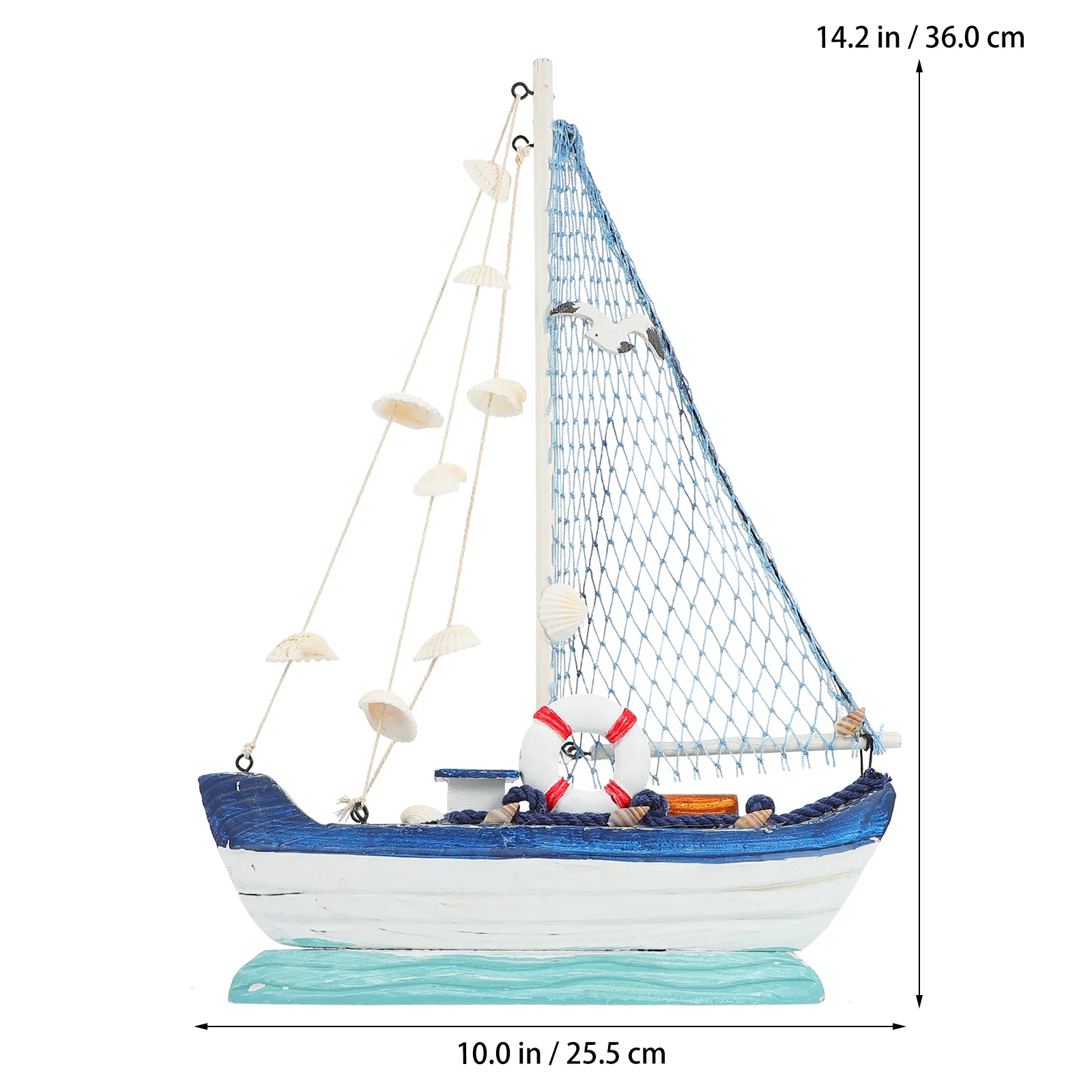

1Pcs Wooden Sailboat Ornament Shell Beach Themed Decoration Creative Desktop Display for Home Office Nautical Decor