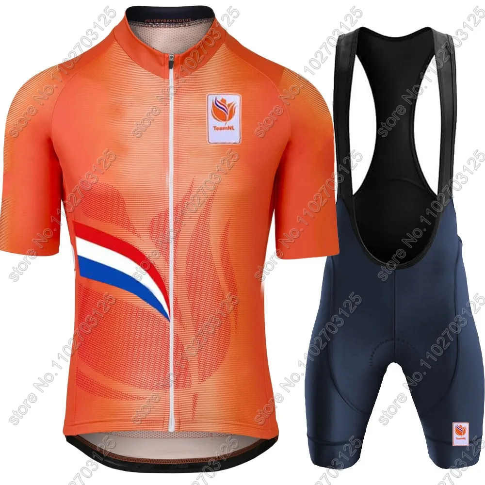 Netherlands National Team 2024 Cycling Jersey Set Dutch World Champion Cycling Clothing Road Bike Shirts Suit Bib Shorts MTB