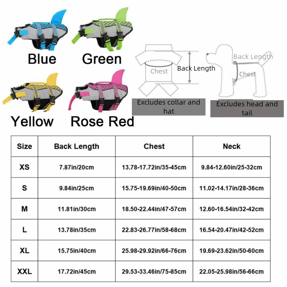 Reflective Shark Dog Life Jacket Waterproof Enhanced Buoyancy Dog Swimsuit with Handle Anti-Crack Dogs Swimming Clothes