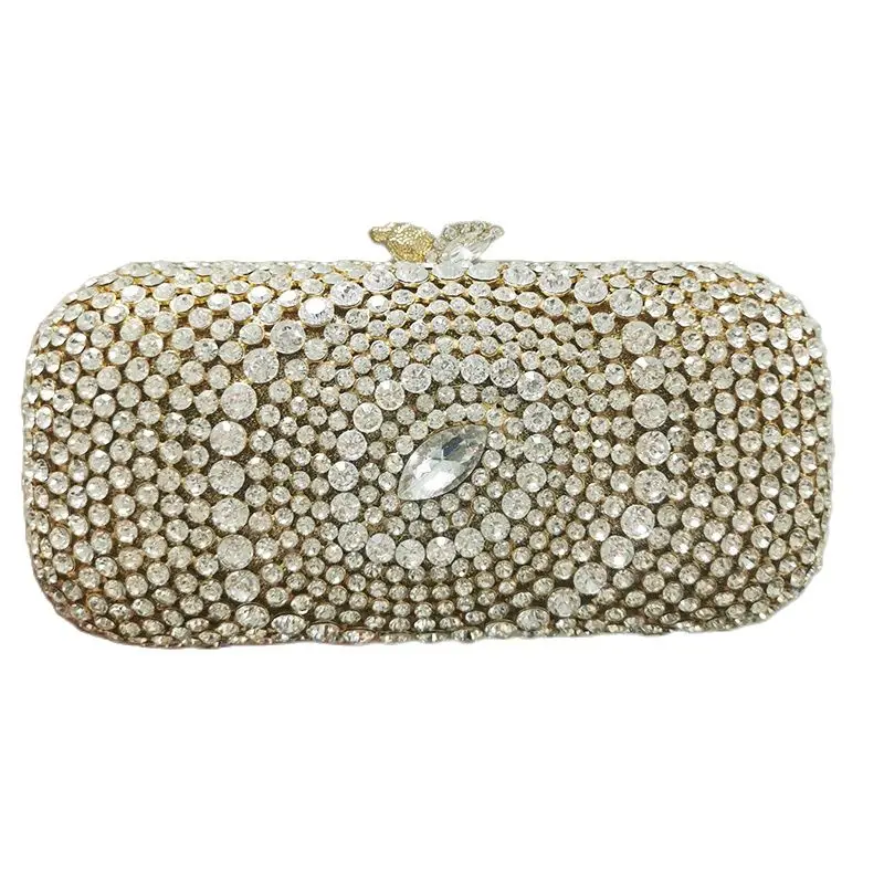 

Gold Metal White Clear Diamond Wedding Bag For Luxury Evening Clutches Purses And Handbags Women's Phone Money Wallet Purse