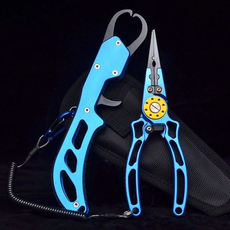 Multifunctional Aluminum Alloy Fishing Pliers & Fish Gripper Combo Set, Line‑Cutting Fish Control Angling Hand Tools