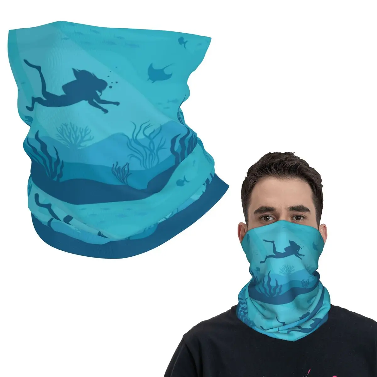 

Deep Sea Caveran Diver Dive Explore Bandana Neck Cover Маска с принтом Шарф Теплая маска для лица Унисекс Взрослый Всесезонный