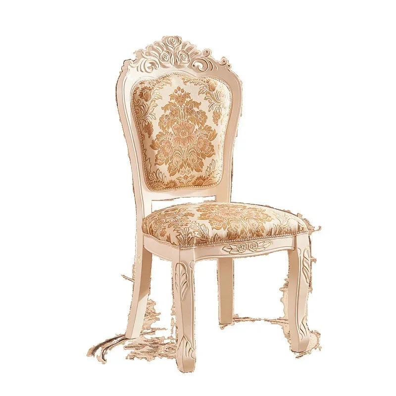 European dining chair modern carved solid wood hotel leisure chair white manicure desk mahjong home backrest dining table