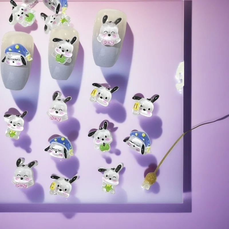 100 szt. Zestaw do zdobienia paznokci Pochacco - 3D Mini Cartoon Charms z żywicy do manicure Kawaii DIY
