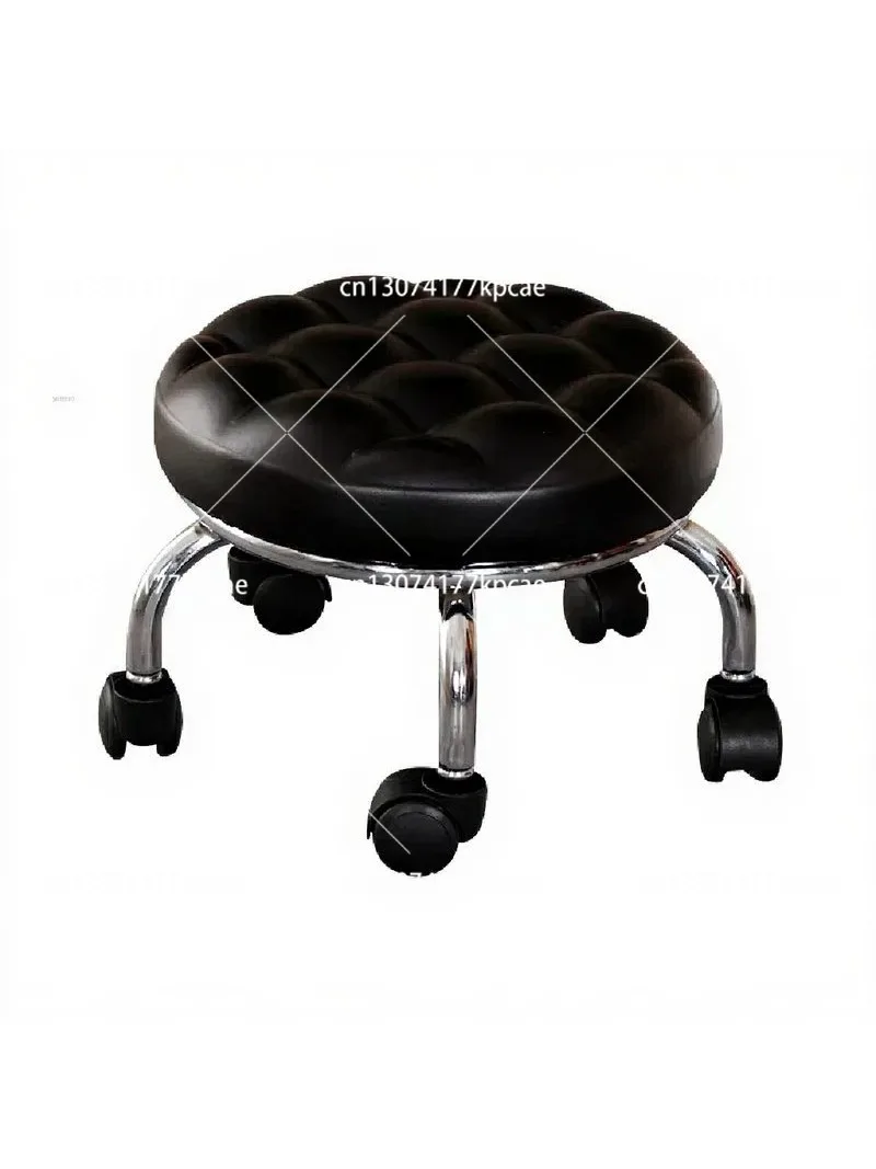 Aluminum Pulley Stool Low Round Stool with Wheels Creative Home Back Chair Housework Bench Portable Household