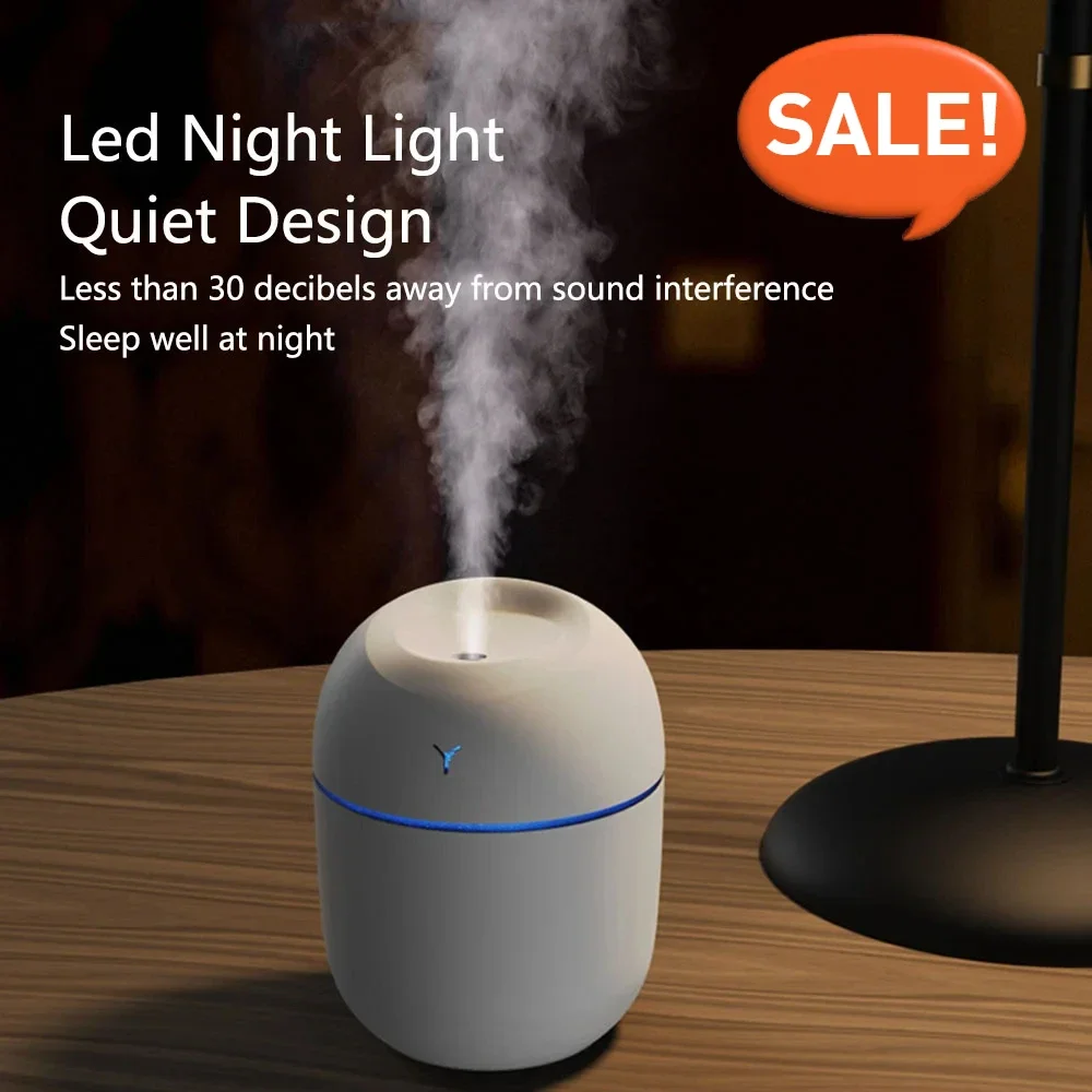 250ML Mini Humidifier USB Aromatherapy Diffuser with Romantic Light for Home, Essential Oils, Car & Air Purification Diffuser