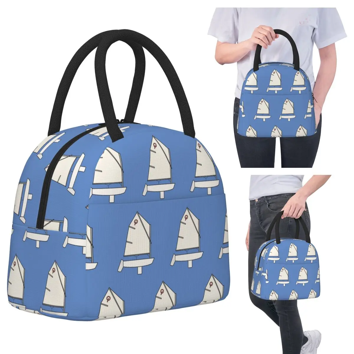 

Optimist Sailboat Insulated Lunch Bag for Women Office Cooler Thermal Food Box Tote Portable Lunch Boxes Container