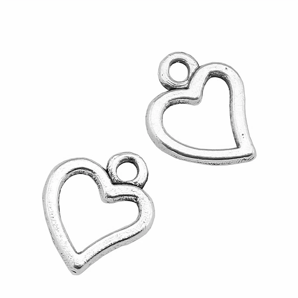 200pcs 10x8mm 2 Colors Mini Heart Charm Cute Heart Charms For Jewelry Making Small Heart Charm