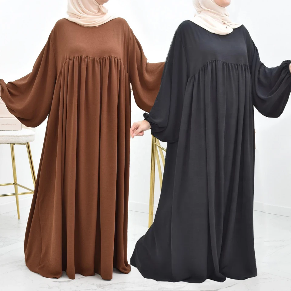 Long Exaggerated Sleeves Loose Abaya Dress for Muslim Women, Modest Hijabi Robe, Dubai Islamic Clothing, Casual, Ramadan Eid