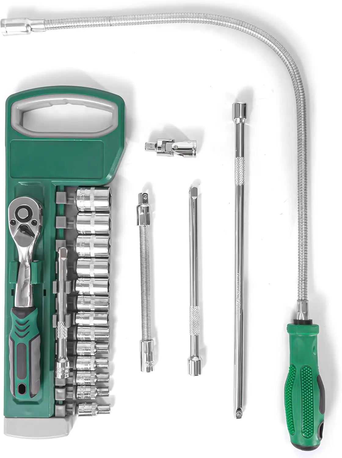 1/4インチ小型ラチェットソケットレンチセット（20個入り）1/4ラチェットエクステンション＆磁気ピックアップツール付き