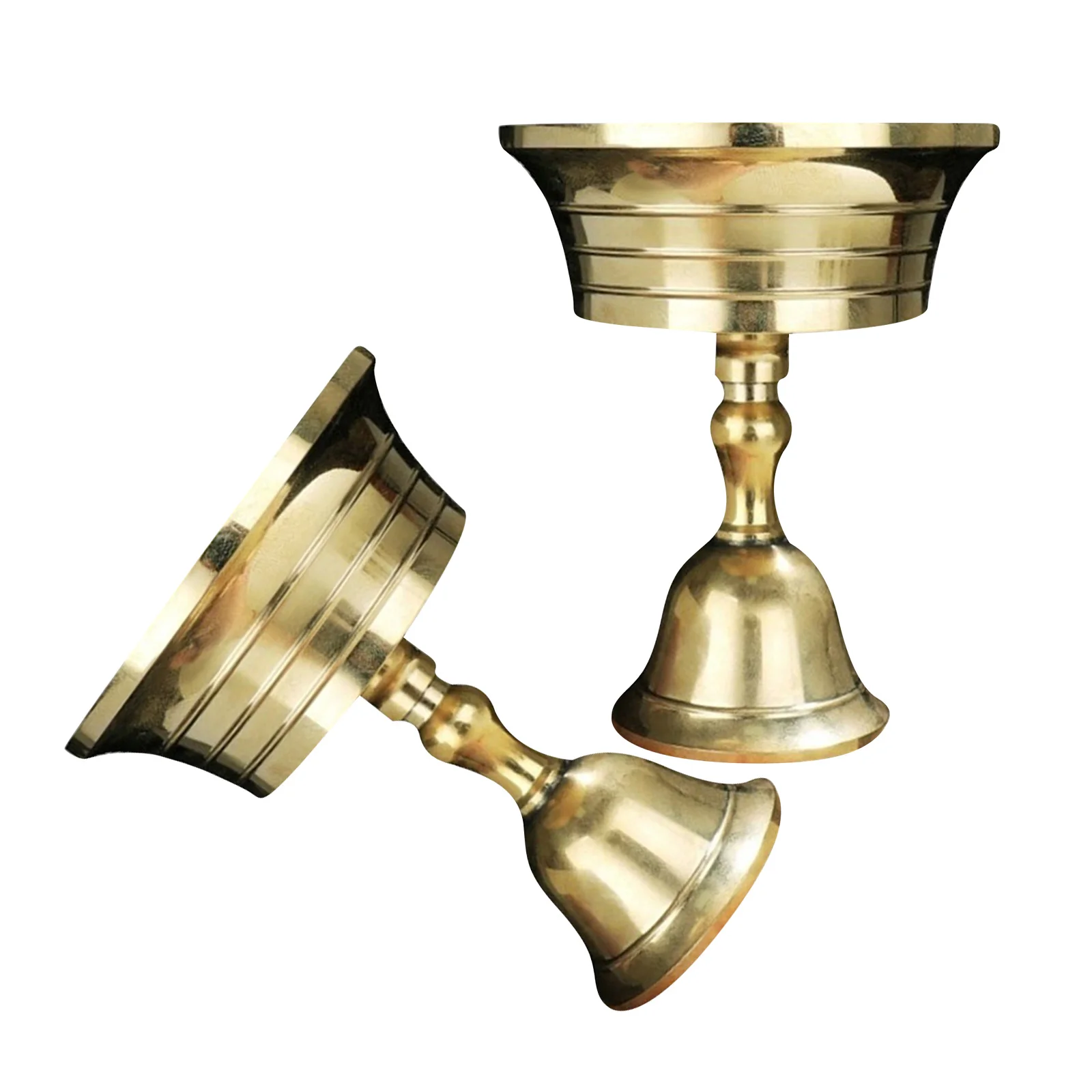

2pcs Brass Candlestick Holders Vintage Buddhist Temple Use Golden Tealight Cup Butter Lamp Stand Oil Lamp Stick For Meditation