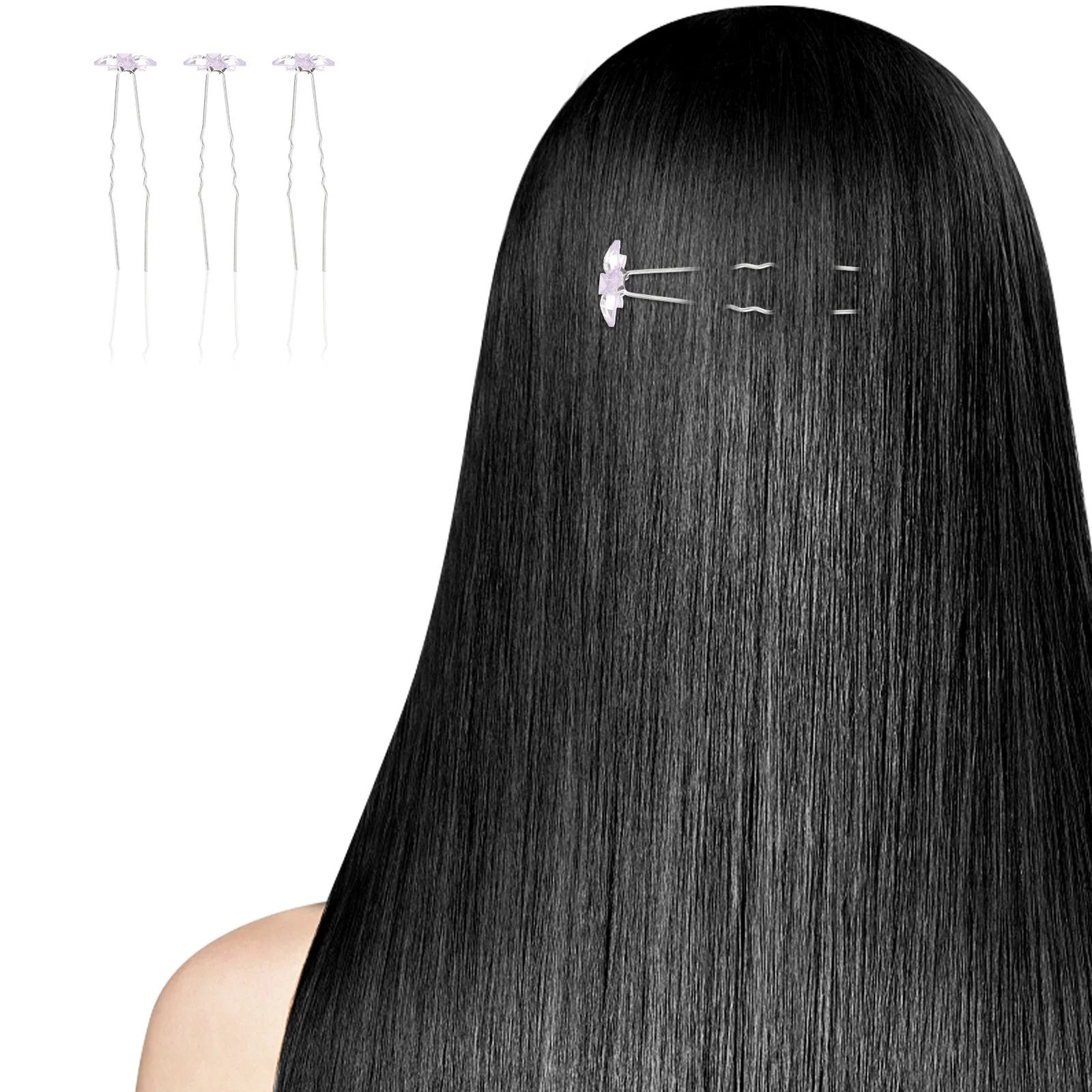 10 قطع من دبابيس الشعر على شكل زهرة من حجر الراين على شكل حرف U دبوس شعر لحفلات الزفاف وإكسسوارات شعر العروس للنساء دبوس شعر على شكل زهرة