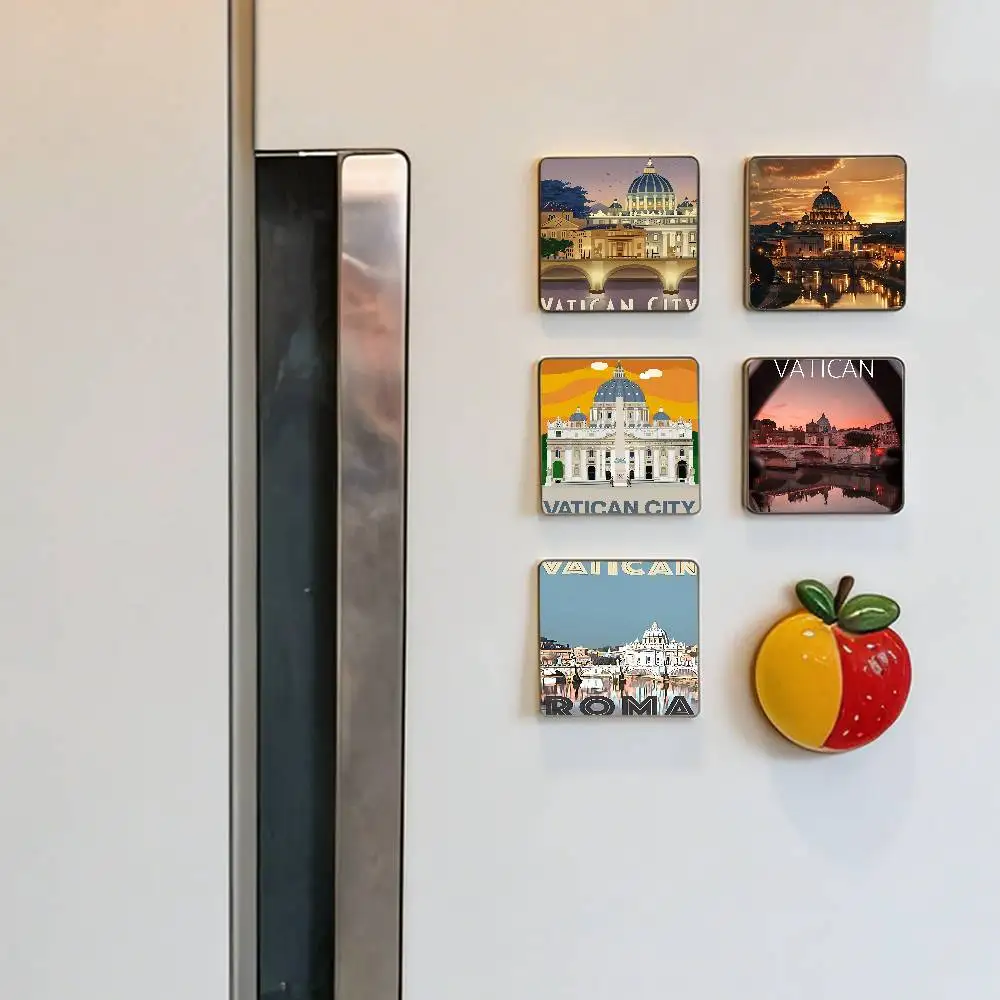 Vatican Travel Fridge Magnet Set Creative Square Decorative Adhesive Stickers Magnets For Festival Gift