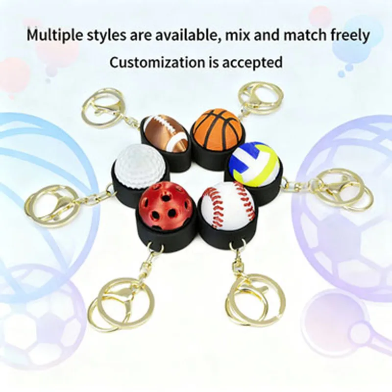 3D-Gedruckter Ball-Press-Schlüsselanhänger Sport-Anhänger Blauer Ball Fußball-Klicker Schlüsselanhänger Entspannungswerkzeug Fidget-Spielzeug Neuheit-Spielzeug – Detail 2