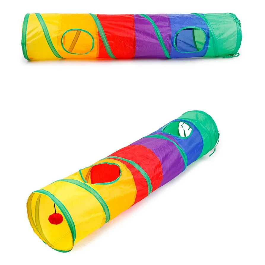 

Colorful Interactive Cat Tunnel Toy Foldable Canvas Cat Play Tunnel