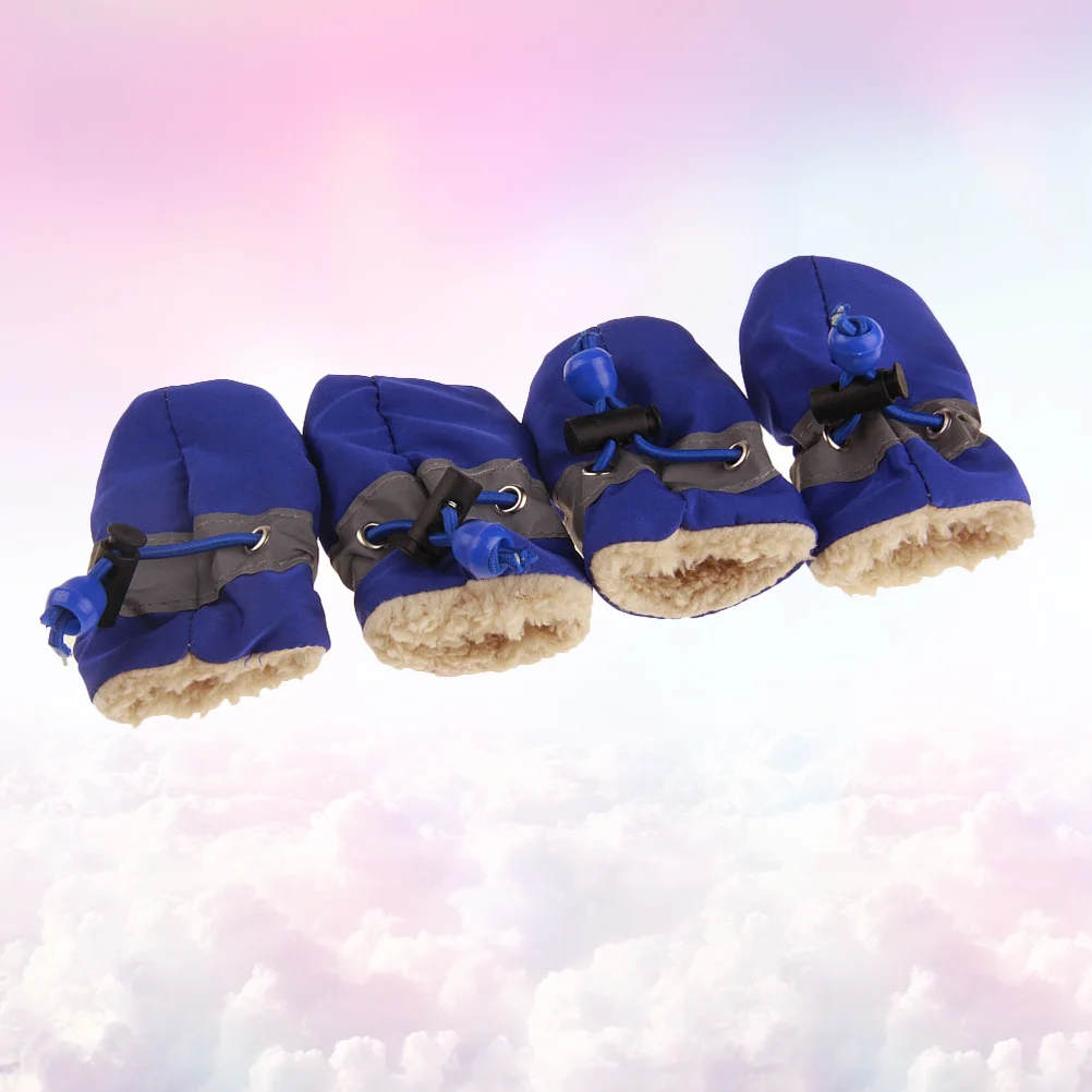 

4pcs Anti-skid Pet Shoe Rain Boots Dog Foot Cover Thick Dog Boots Paw Protector Sole Pet Shoes (Blue Size 3）